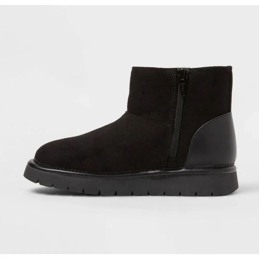 Girls Honor Faux Suede Style Boots - Cat &‎ Jack NEW Warm Winter Black 3